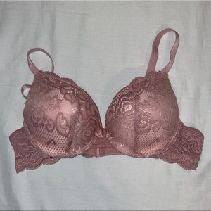 dust pink lace double pushup bra, size 32B
